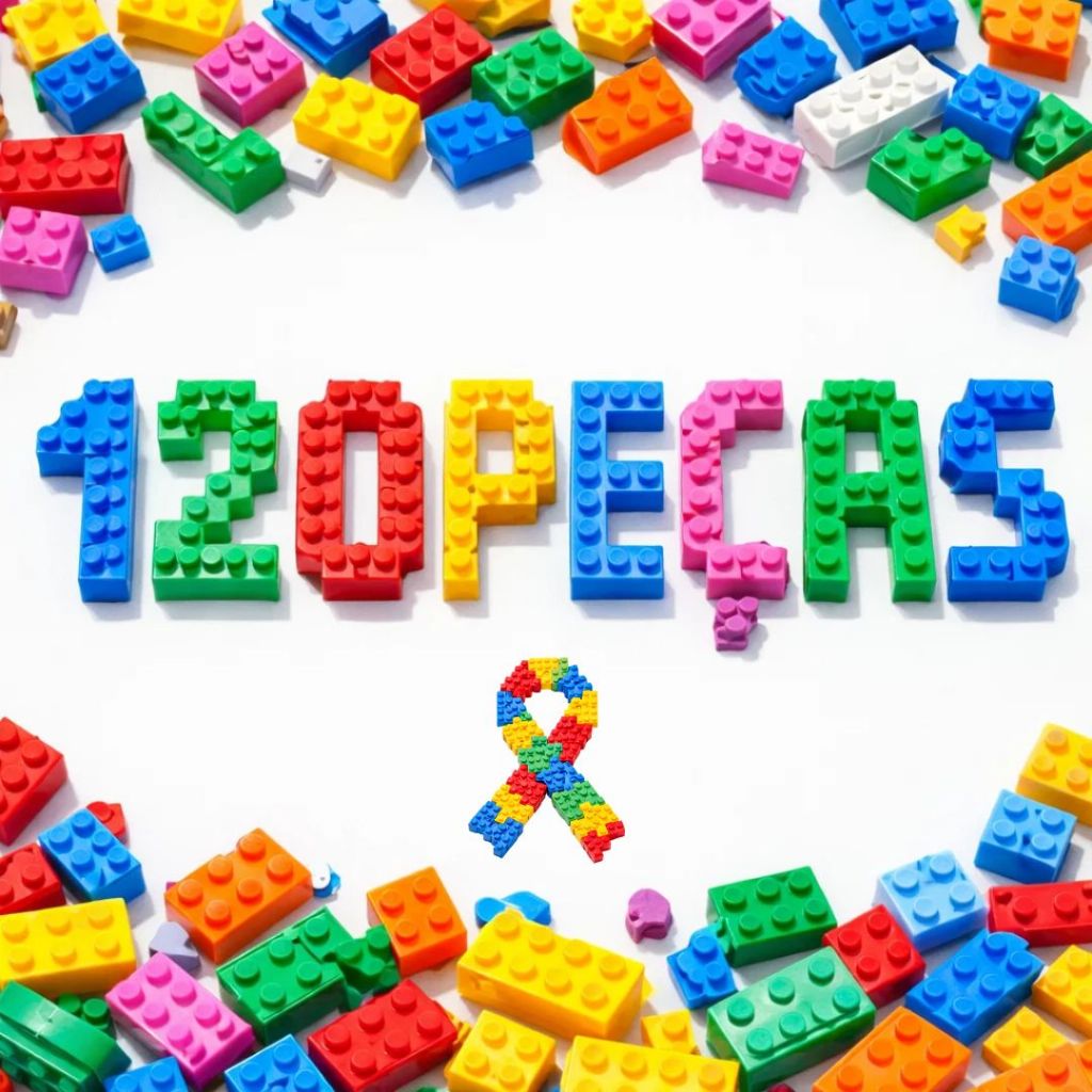 Blocos de Montar 120 Peças Coloridos Brinquedo Educativo Infantil