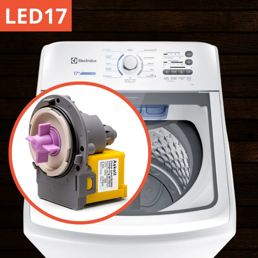 Eletrobomba Askoll 127/220v Lavadora Electrolux Led17 17Kg - Drenagem de Água