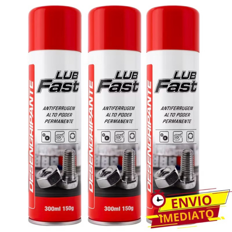 Kit até 3 Unidades Spray Desengripante Lubfast 300ml - Anticorrosivo e Lubrificante profissional