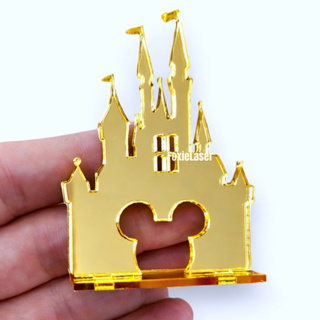 10 Apliques Castelo Disney Mickey ou Minnie em Acrílico Espelhado em Oferta na Shopee