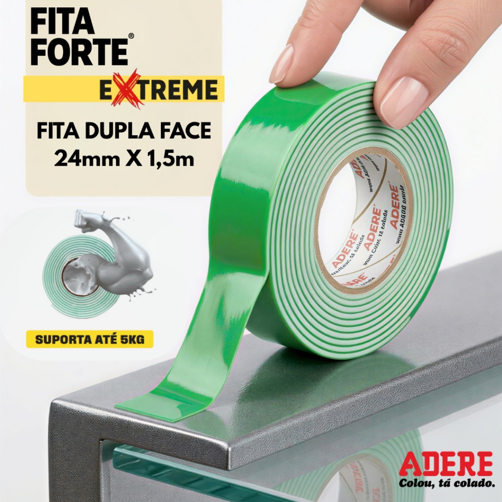 Fita Dupla Face Forte Extreme Adere 24mm x 1,5m Super Forte Alta Fixação Multiuso
