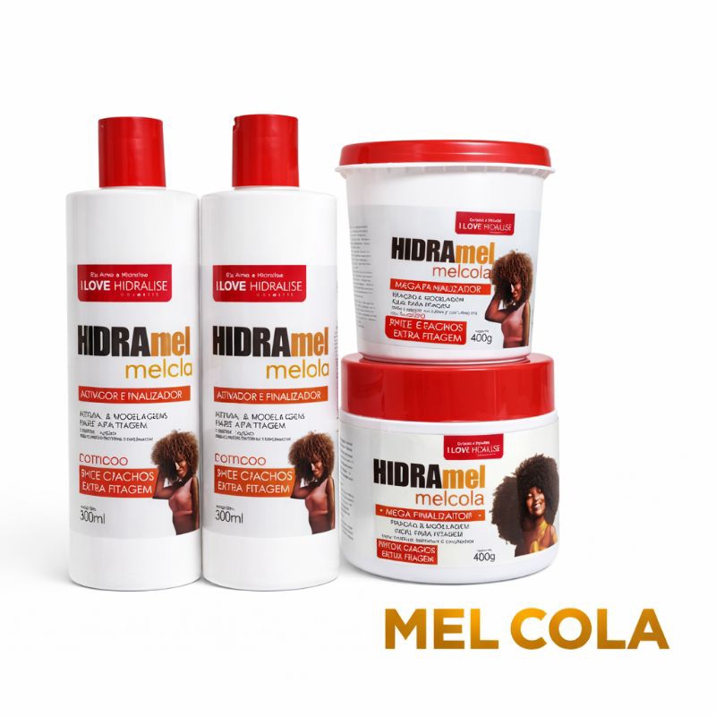 Kit Mel Cola Hidralise Ativador de Cachos + Máscara Capilar Hidratação Profunda Definição Anti Frizz ENVIO IMEDIATO