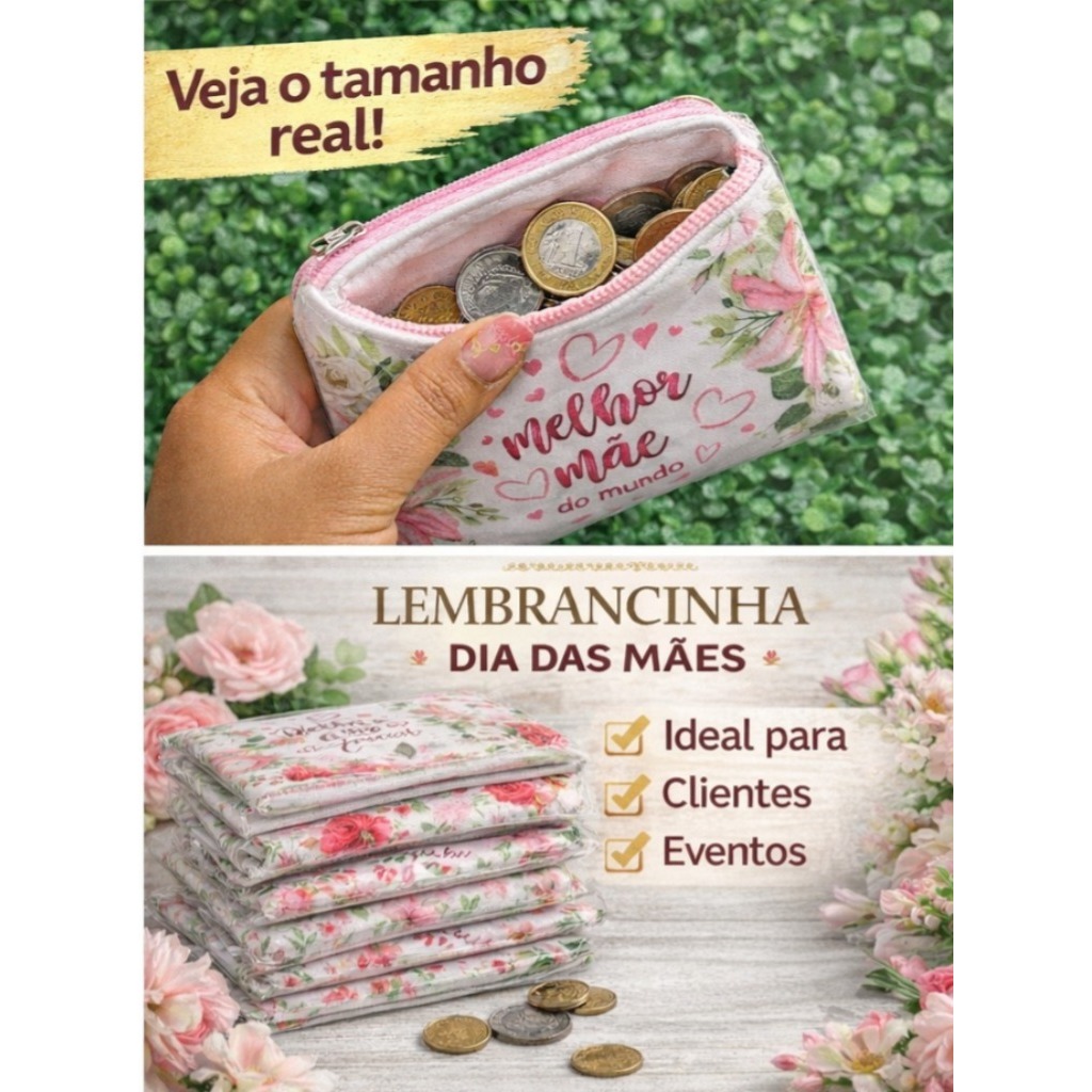 Porta moedas personalizada tema dia das mães para clientes, festas e eventos. em Oferta na Shopee