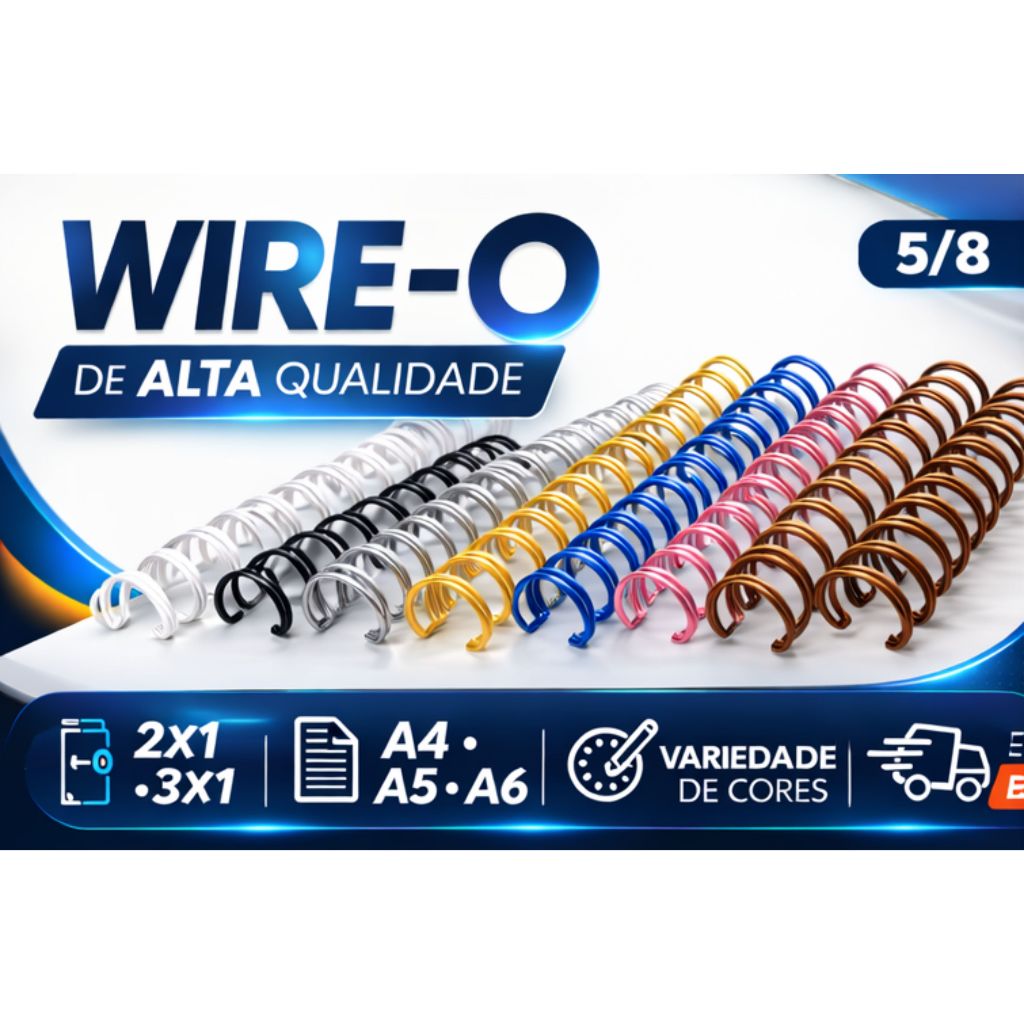 WIRE O PARA ENCADERNAÇÃO 2X1 5/8 A4,A5 BRANCO,PRETO,PRATA,DOURADO,ROSEGOLD,ROSACLARO E BRONZE em Oferta na Shopee