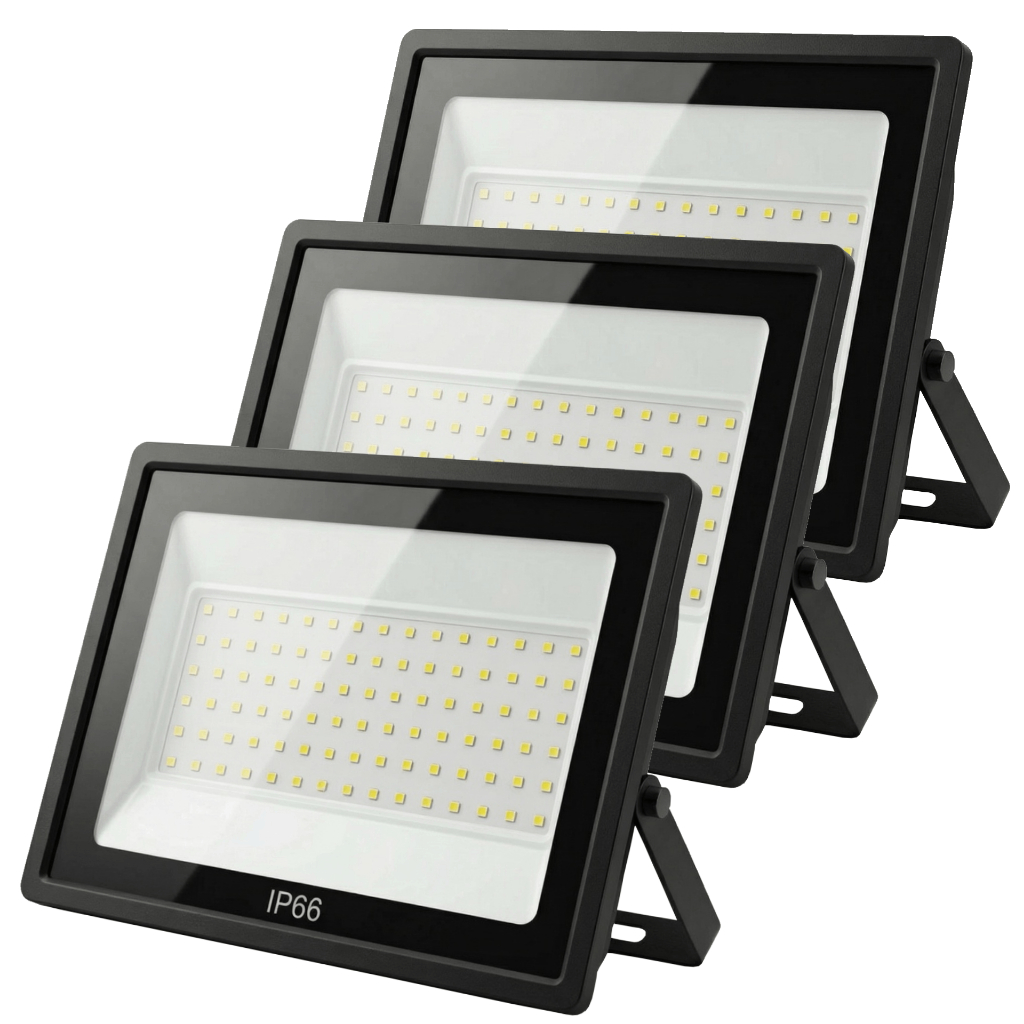 Kit 3 Refletor 1000W Grande Holofote Led IP66 Bivolt Prova D'água Externa Potente Branco Frio