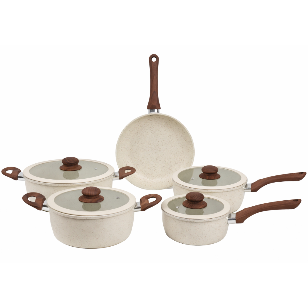 Conjunto Jogo Panelas 5 Peças Indução Ceramica Caçarola Frigideira Antiaderente Tampa Vidro Shokki em Oferta na Shopee