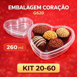 Embalagem Coração 50 Unidades Um Doce 260 ml G620 Galvanotek Trufas Docinho Brigadeiro em Oferta na Shopee