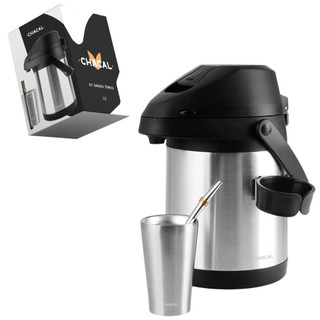 Kit Terere Chacal Garrafa Térmica 2,5L Cuia 200ml Bomba Inox - Lançamento