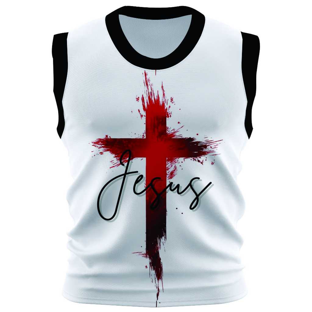 Regata Personalizada Religião Cruz Vermelha Escrita Jesus