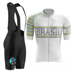 Conjunto de Ciclismo Masculino Bretelle Gel e Camisa Premium Brasil Camiseta Bike Pedal MTB Speed