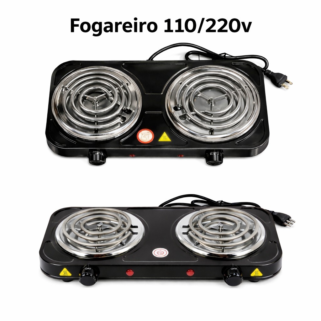 Fogão Fogareiro Portatil Elétrico Cooktop Camping 2000 Watts 2 Bocas Linha Premium