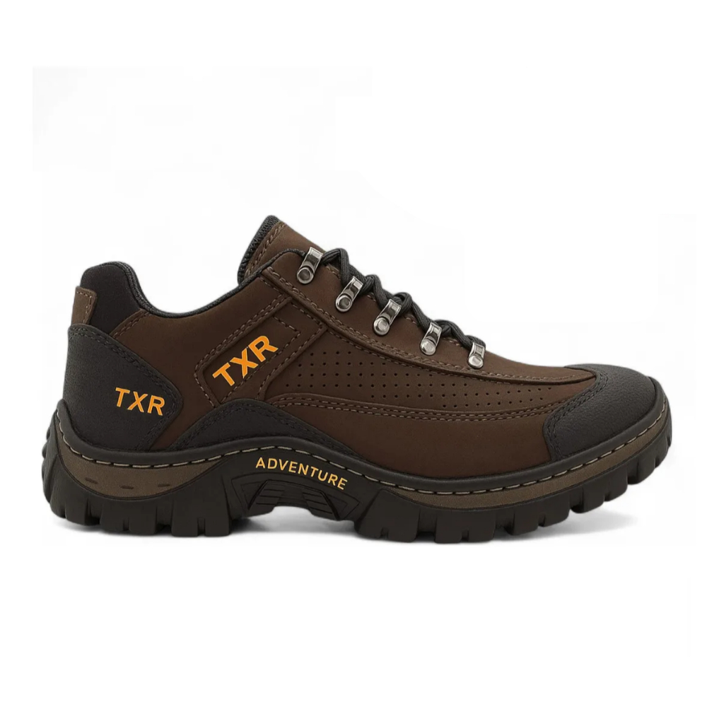 Tenis Bota Masculino Adventure Trilha de Couro Macio Com Solado Costurado Antiderrapante Confortável