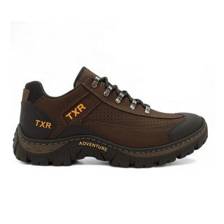Tenis Bota Masculino Adventure Trilha de Couro Macio Com Solado Costurado Antiderrapante Confortável
