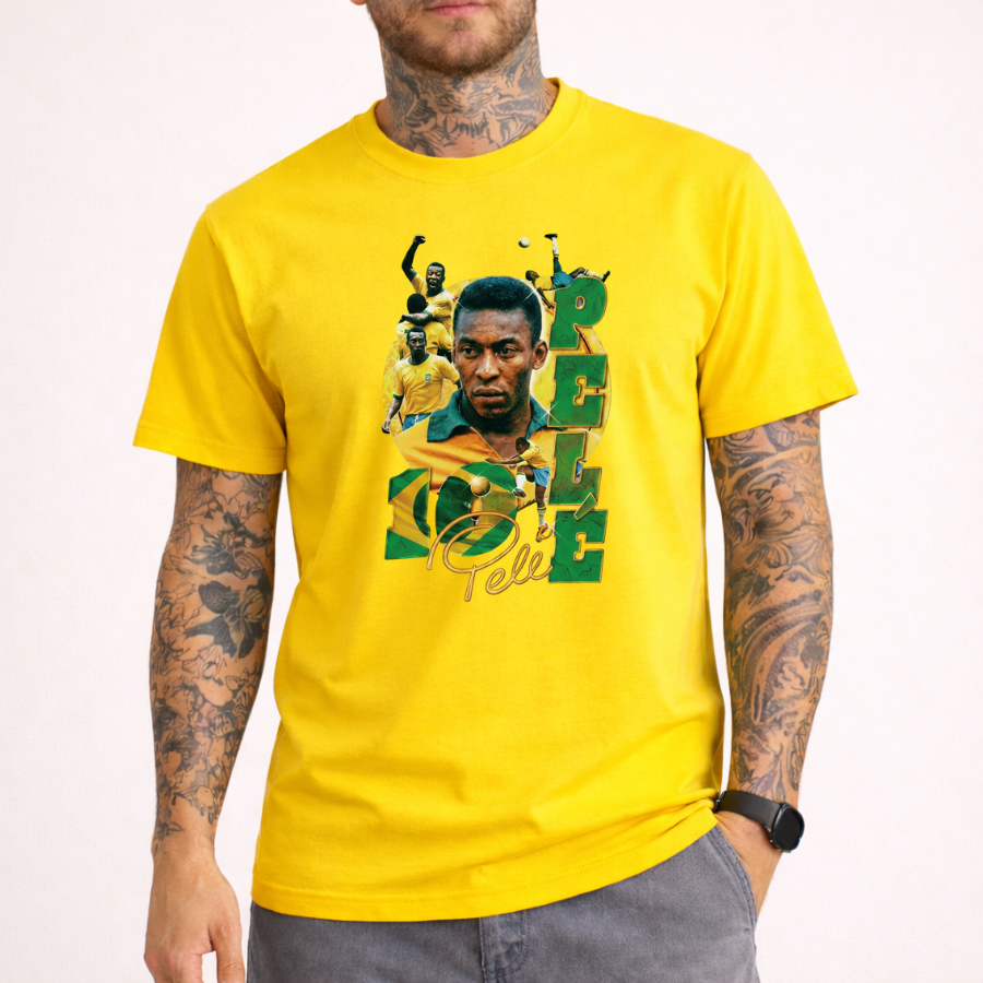 Camisa Pelé Rei do Futebol Camiseta Estampa Vintage Brasil Blusa Copa do Mundo