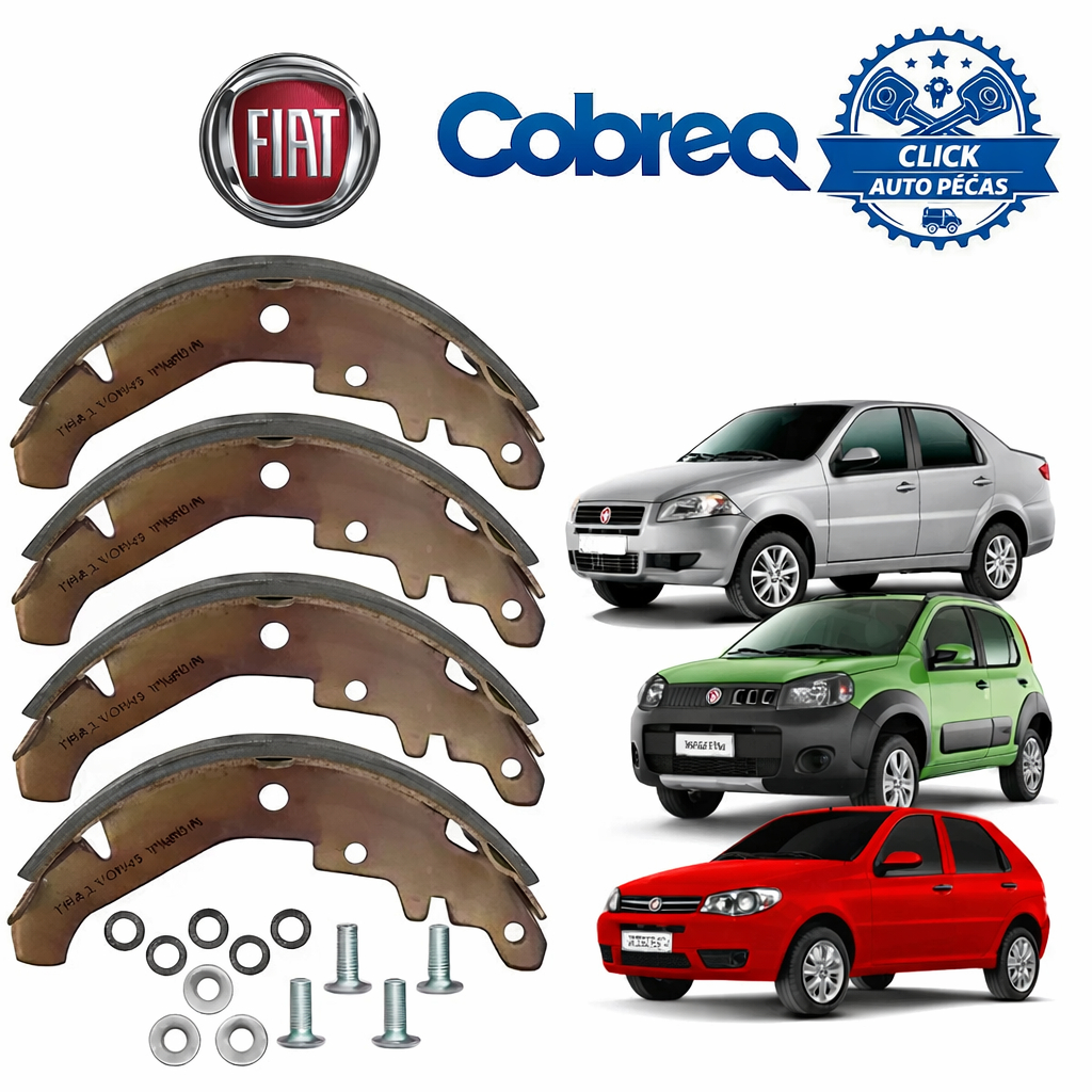 Sapata de Freio Traseira Fiat Palio Uno Siena Cobreq 0504CP Com Lona Colada