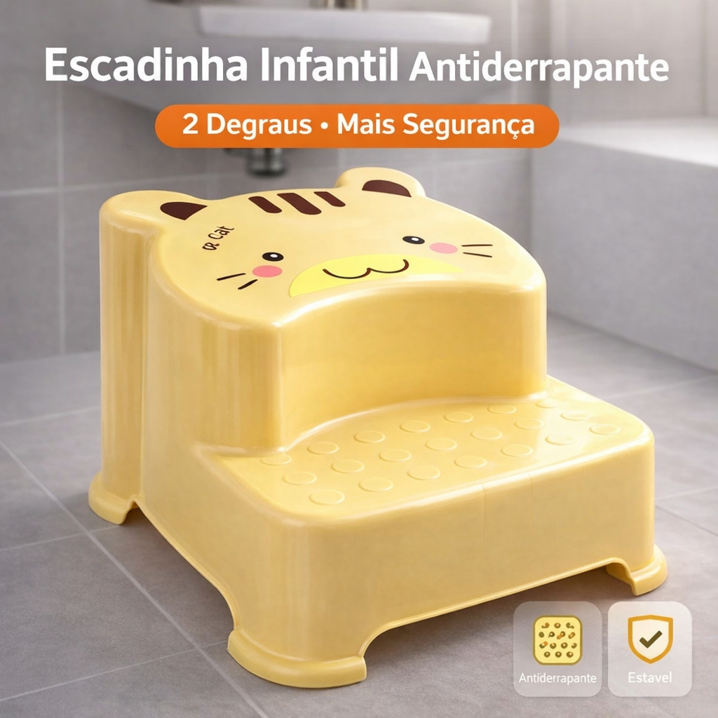 Banqueta Infantil Com Degrau Para Bebê Com Degrau Duplo De Alta Resistência Antiderrapante em Oferta na Shopee