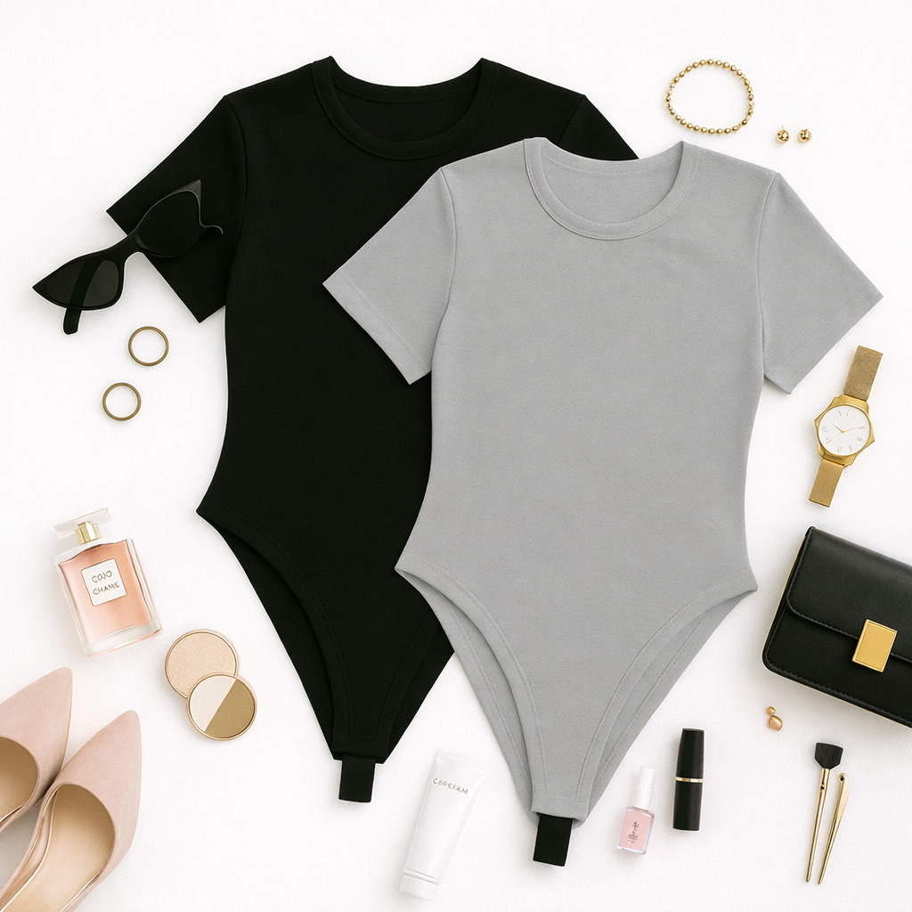 KIT 2 Body Feminino Manga Curta Suplex Sem Bojo Têndencia em Oferta na Shopee