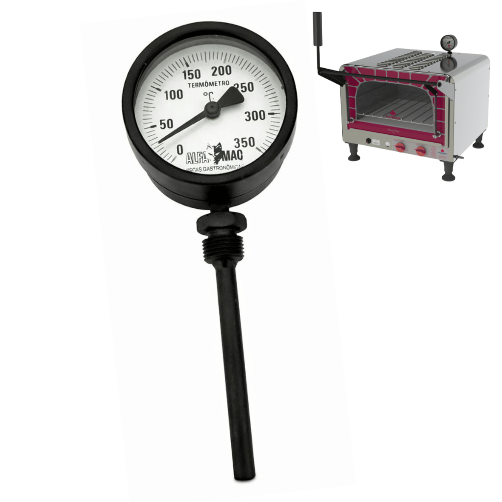 Termômetro Para Forno Refratário 3'' Vertical 100mm 350°c Lastro