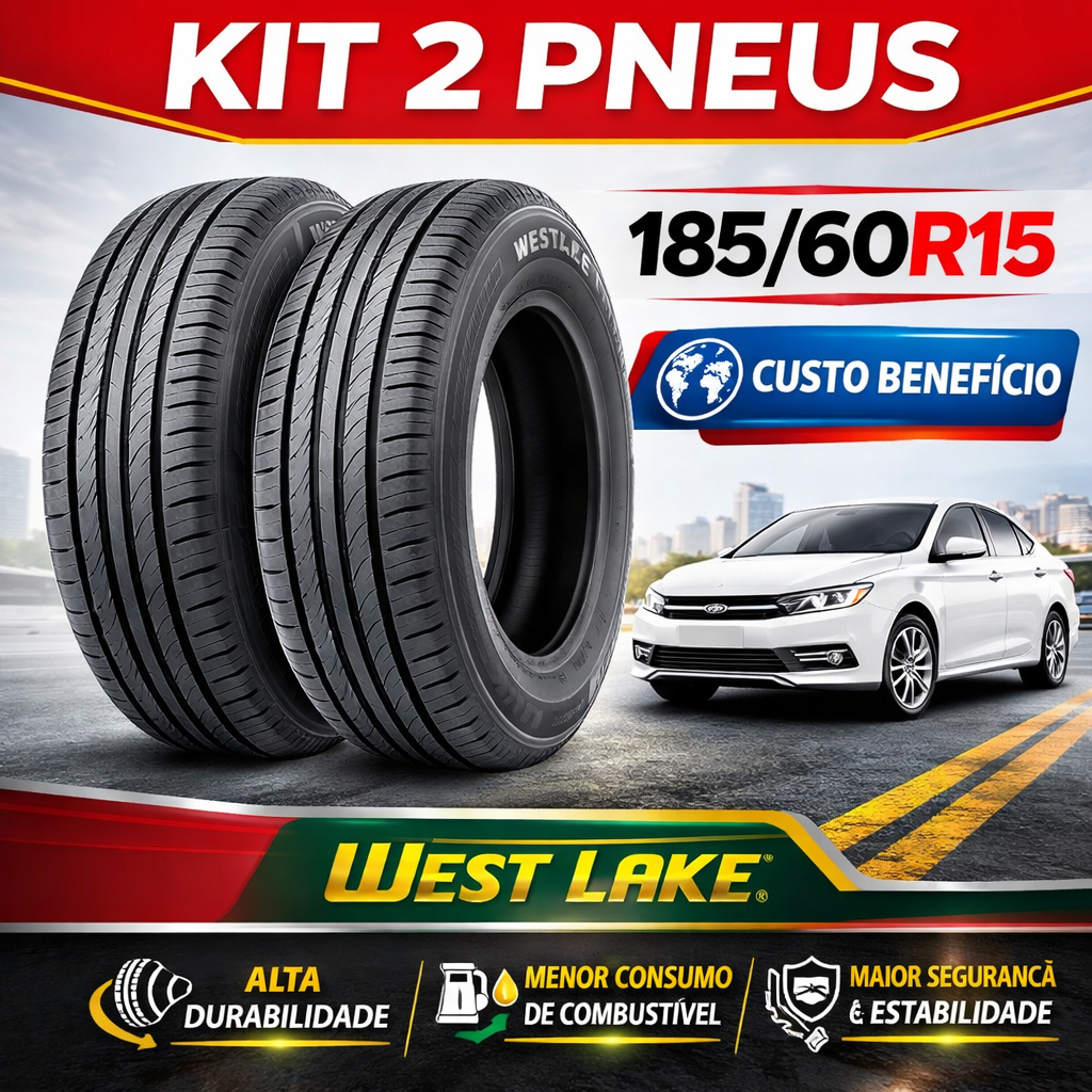 Kit 2 Pneus Westlake 185/60R15 ZuperEco Z-108 84H – Aro 15 | Econômico | Silencioso | INMETRO