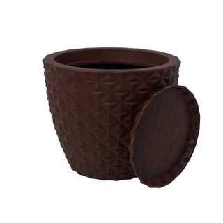Vaso de Planta Coluna Diamante com Prato P