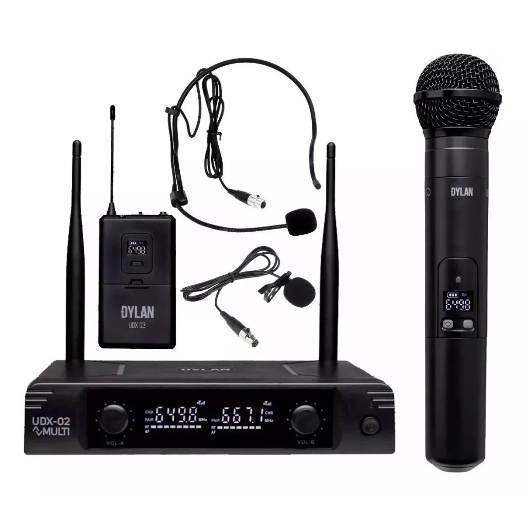 Microfone Sem Fio Dylan Udx-5 Bastão Lapela Ou Headset 30 Canais UHF