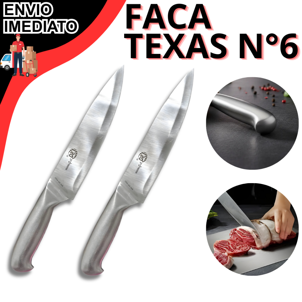 Kit 1 ou 2 Faca Peixeira Toda em Inox Profissional N°7 Linha Texas Afiada Açougueiro Açougue Cozinha Carne Churrasco em Oferta na Shopee