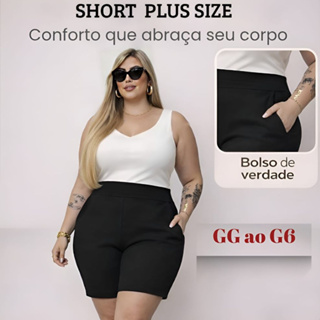 Shorts Plus Size Feminino Cintura Alta Com Bolso G1 ao G6 (Plus de Verdade) em Oferta na Shopee
