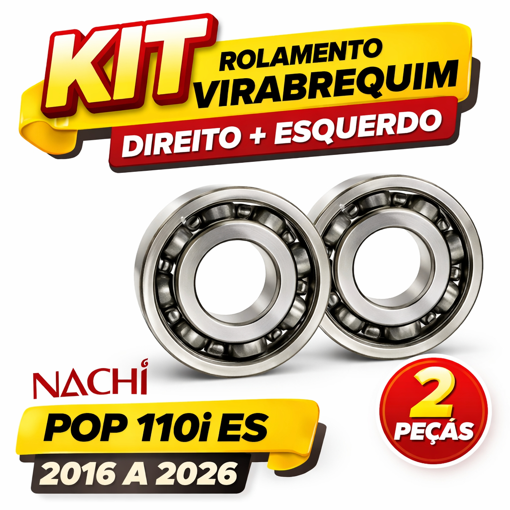 Kit Rolamento Motor Pop 110i ES Completo Direito + Esquerdo Nachi Original