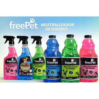 Eliminador de Odores Pet FreePet Tira Cheiro de Urina Cachorro e Gato Limpeza Canil 500ml 2L