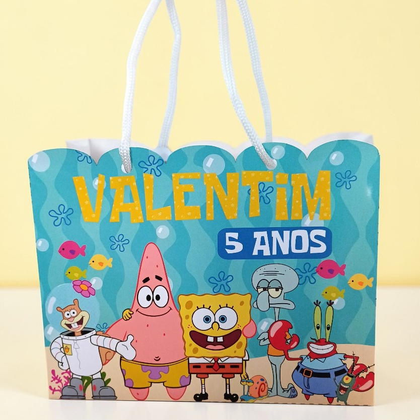 Sacolinha personalizada bob esponja Lembrancinha de aniversário pegue e monte