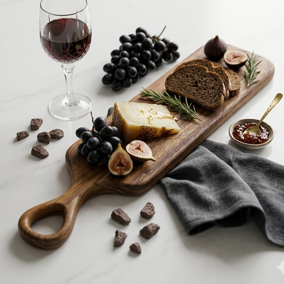 Tábua de Servir Molheira M e Corte - Petiscos - Frios Cozinha Mesa Posta - Madeira de Teca...