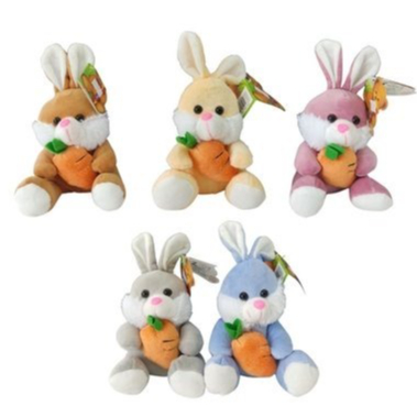 Coelho da Páscoa de pelúcia segurando ovo e cenoura 18cm em Oferta na Shopee