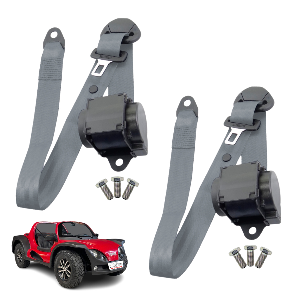 Par Cinto De Segurança Bugue Buggy Passageiro Motorista Retrátil 3 Pontos Várias Cores Kit 2 Bancos