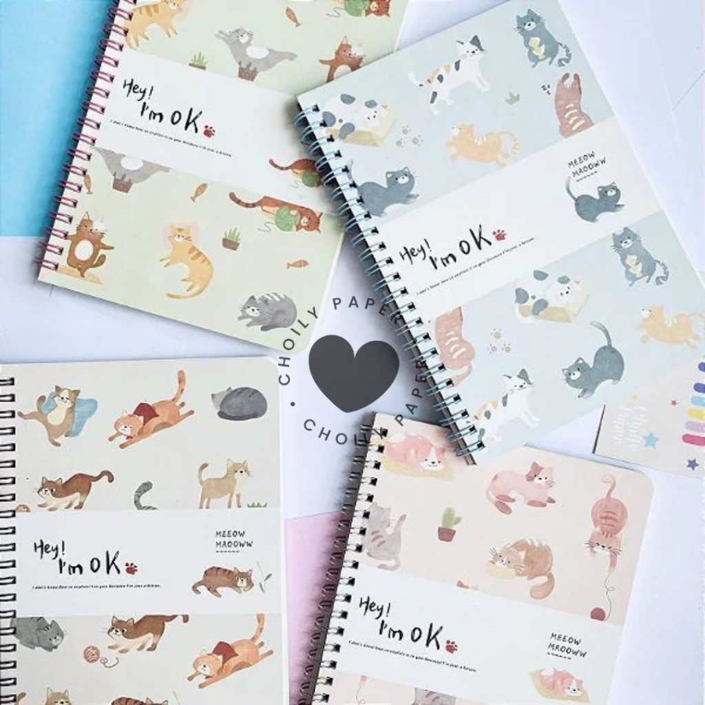 Caderno Espiral Pautado Gatos Tamanho B5 ou A5 em Oferta na Shopee