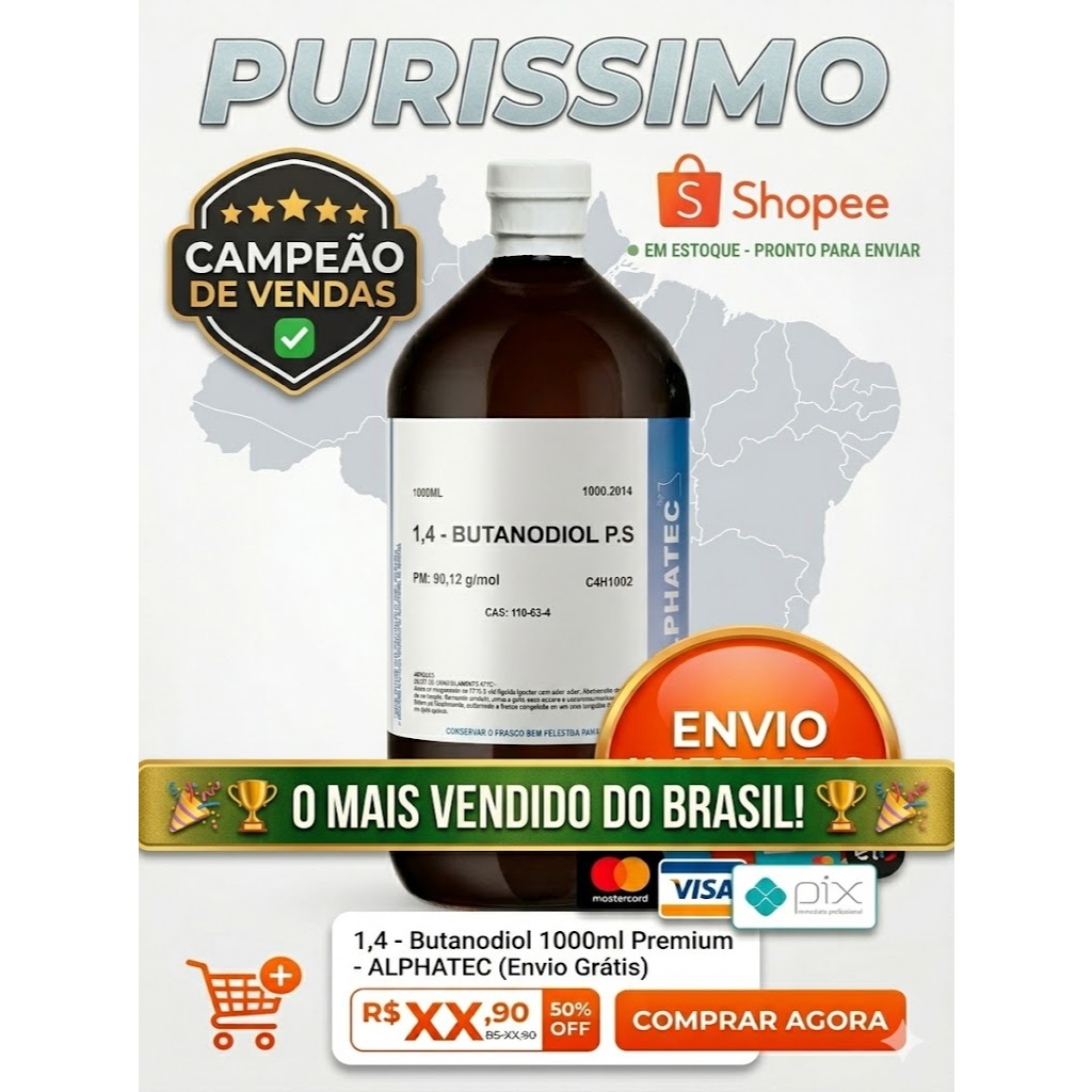 Purissimo 1,4 Butanodiol 1 litros frasco Vidro