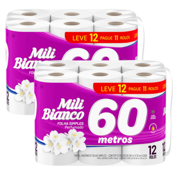 Pack Promocional 2 Papel Higiênico Mili Perfumado - 12 Rolos