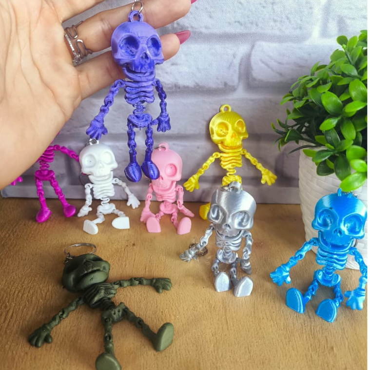 Chaveiro Esqueleto Caveira Articulado Brinquedo Chaveiro Novidade Halloween Presente