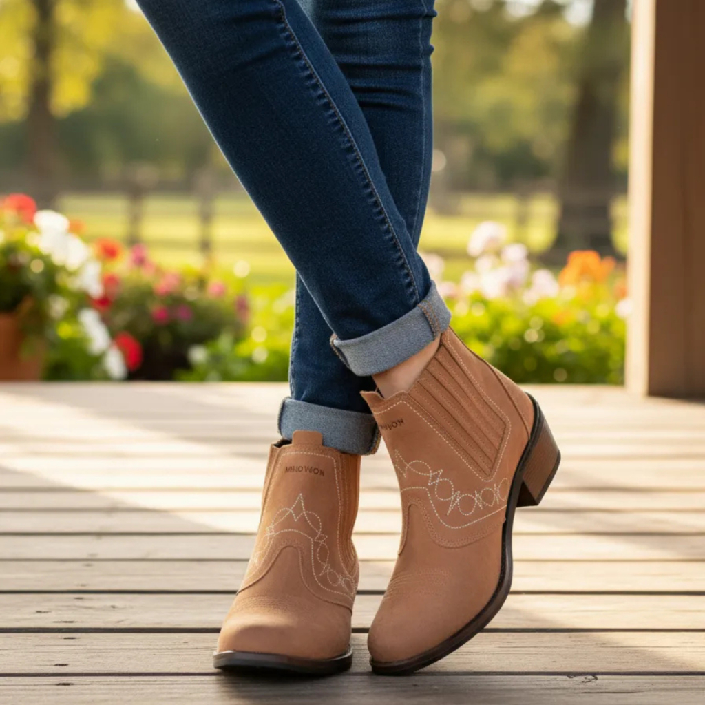Bota Country Feminina Cidade Roça Fazenda Agro Agronegocio Botina Couro Legitimo Solado Costurado Rerforçado Forte 3636