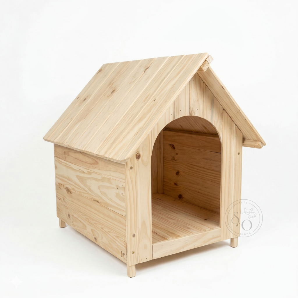 Casinha Cachorro Casa N2 Madeira Pinus Duas Águas Cães Porte Pequeno Gatos Abrigo Pet