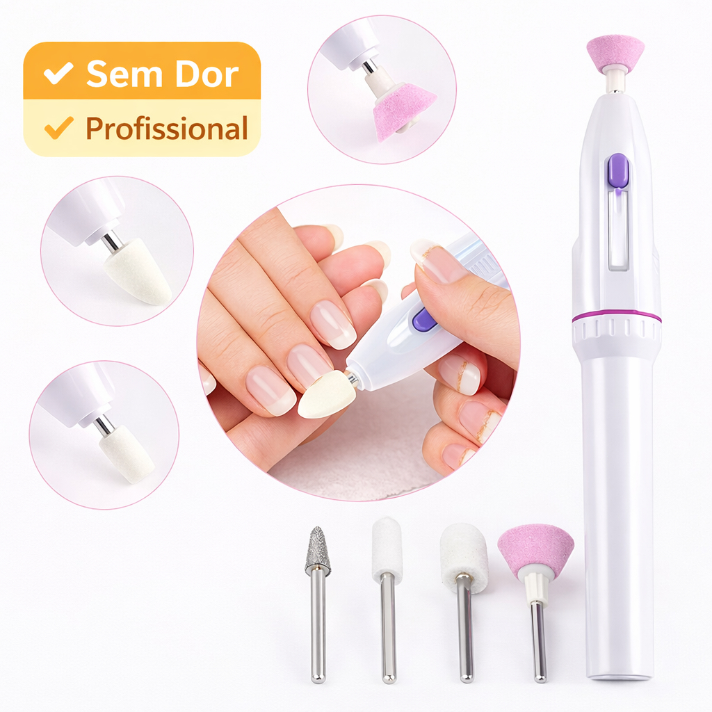 Removedor de Cutículas Elétrico Portátil | Lixa Elétrica para Unhas Profissional KitManicurePedicure