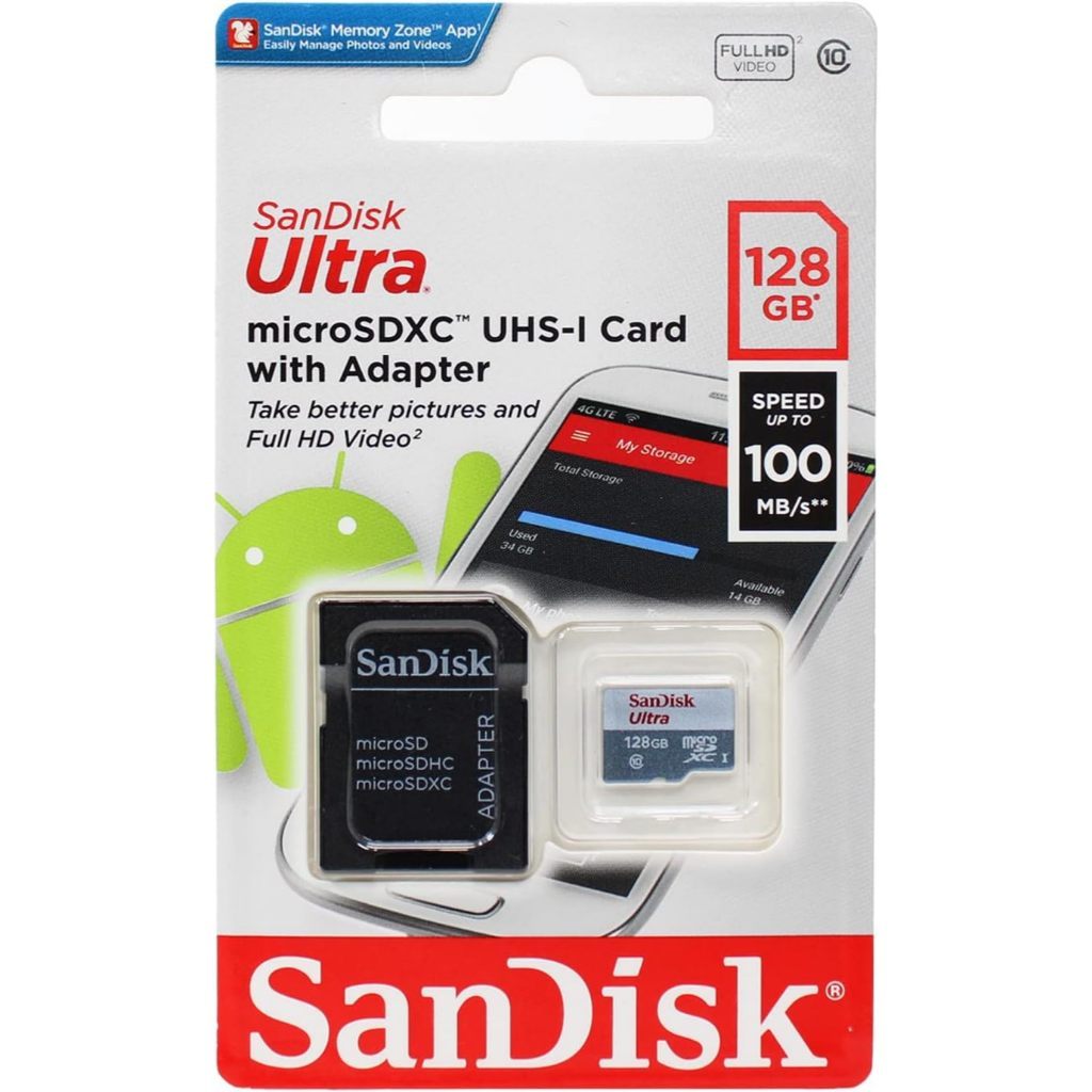 Cartão de Memória 128GB SanDisk Ultra microSDXC Original Alta Velocidade Celular Câmera Drone