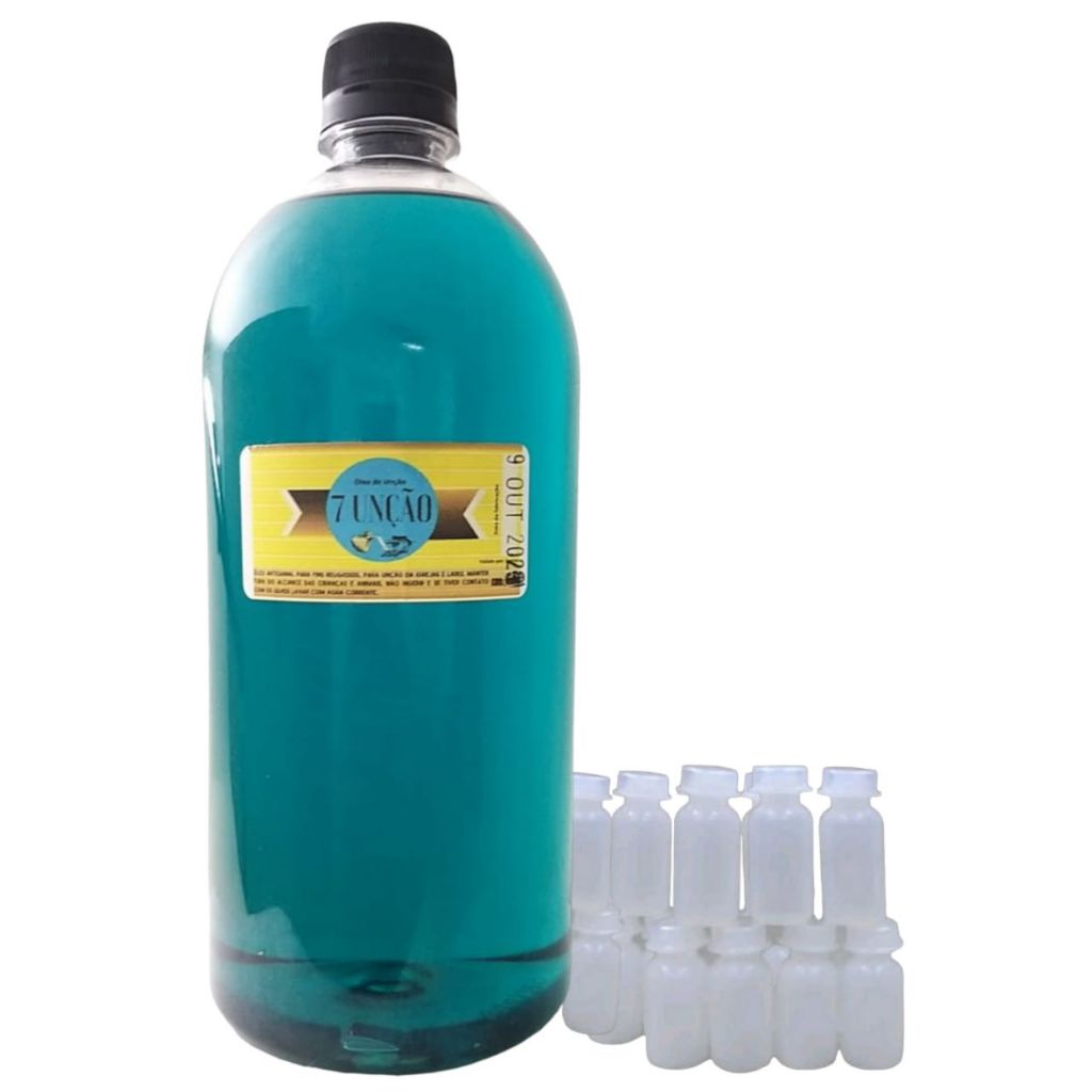 Óleo de unção com Essência de 7 unção de 1 litro mais 5 flaconetes de 5ml cada