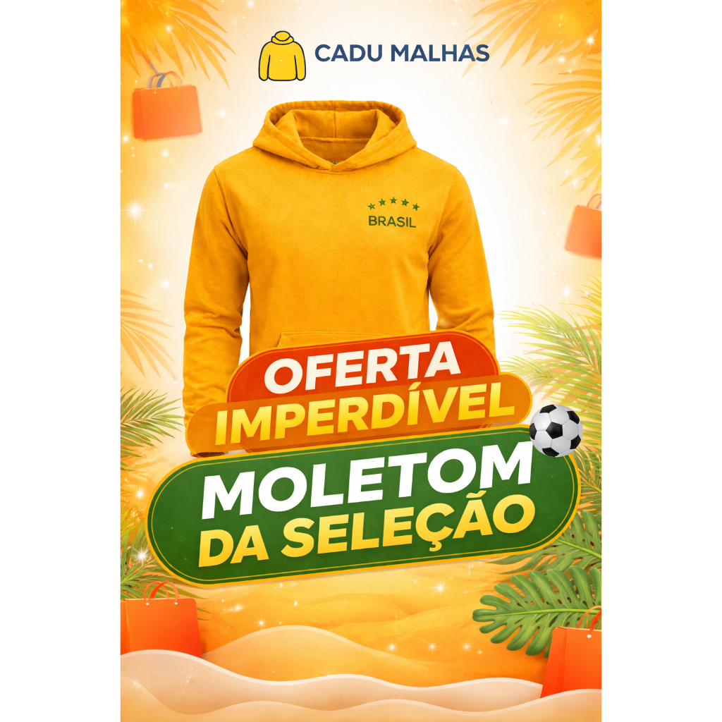 Moletom Canguru Brasil Premium Unissex – Blusa de Frio Amarela Estilo Seleção, Qualidade e Conforto