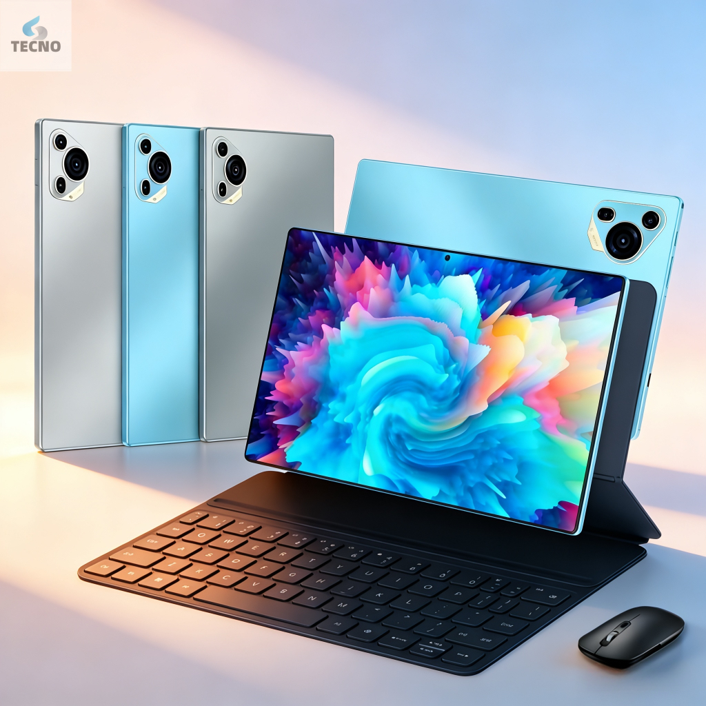 Tablet 10.1” com Teclado+Mouse 6GB RAM 128GB Android Câmera 50MP 8000mAh Android 13 TECNO