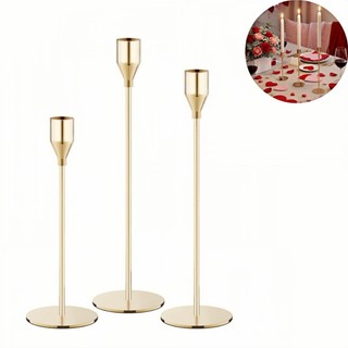 Conjunto de 3 castiçais de mesa vintage elegantes de metal e alumínio, aniversário de casamento, decoração