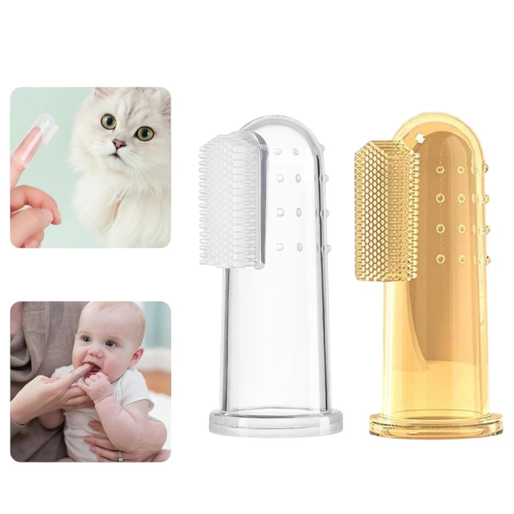 Escova de Dente de Dedo para Pet Bebê Silicone