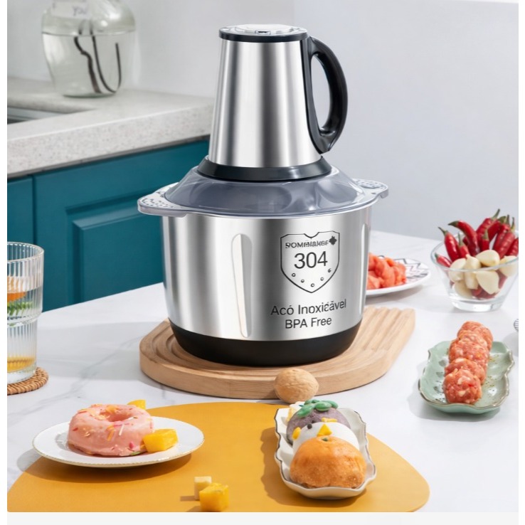 Moedor De Carne e alimentos Elétrico 400w 220v e 127v  Inox 3L