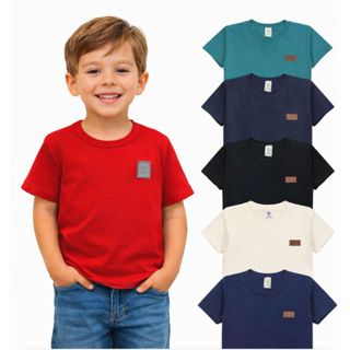 KIT CAMISETAS INFANTIL DE 2 A 5 PEÇAS LISA BÁSICA MANGA CURTA 100% ALGODÃO VERSÁTIL em Oferta na Shopee