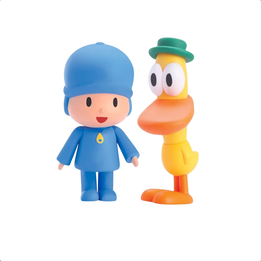 Kit Pocoyo + Pato 2 Bonecos De Vinil Atoxico Turma do Pocoyo Cardoso Toys
