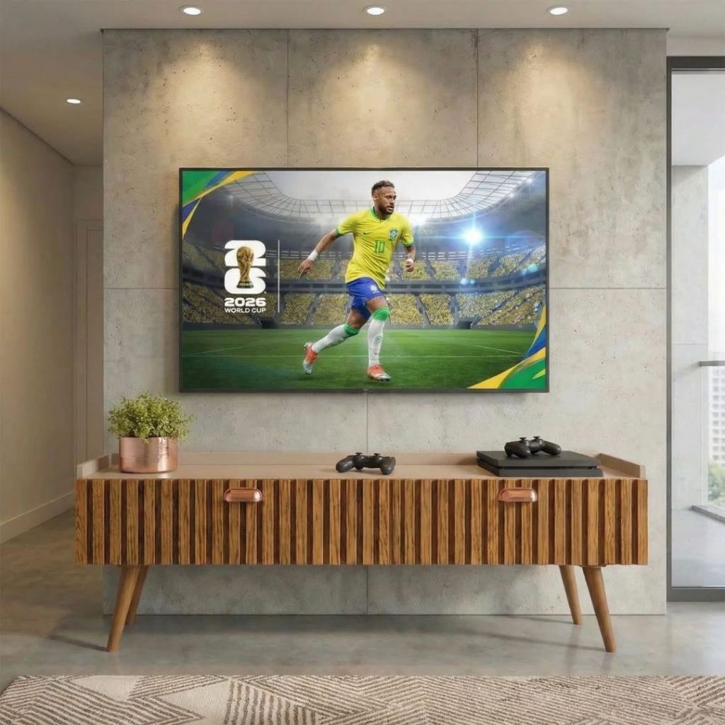 Rack Bancada com pés Retrô 1.20 2 Portas Moderno Copa Sala Quarto Parede TV 32 43 50 Polegadas